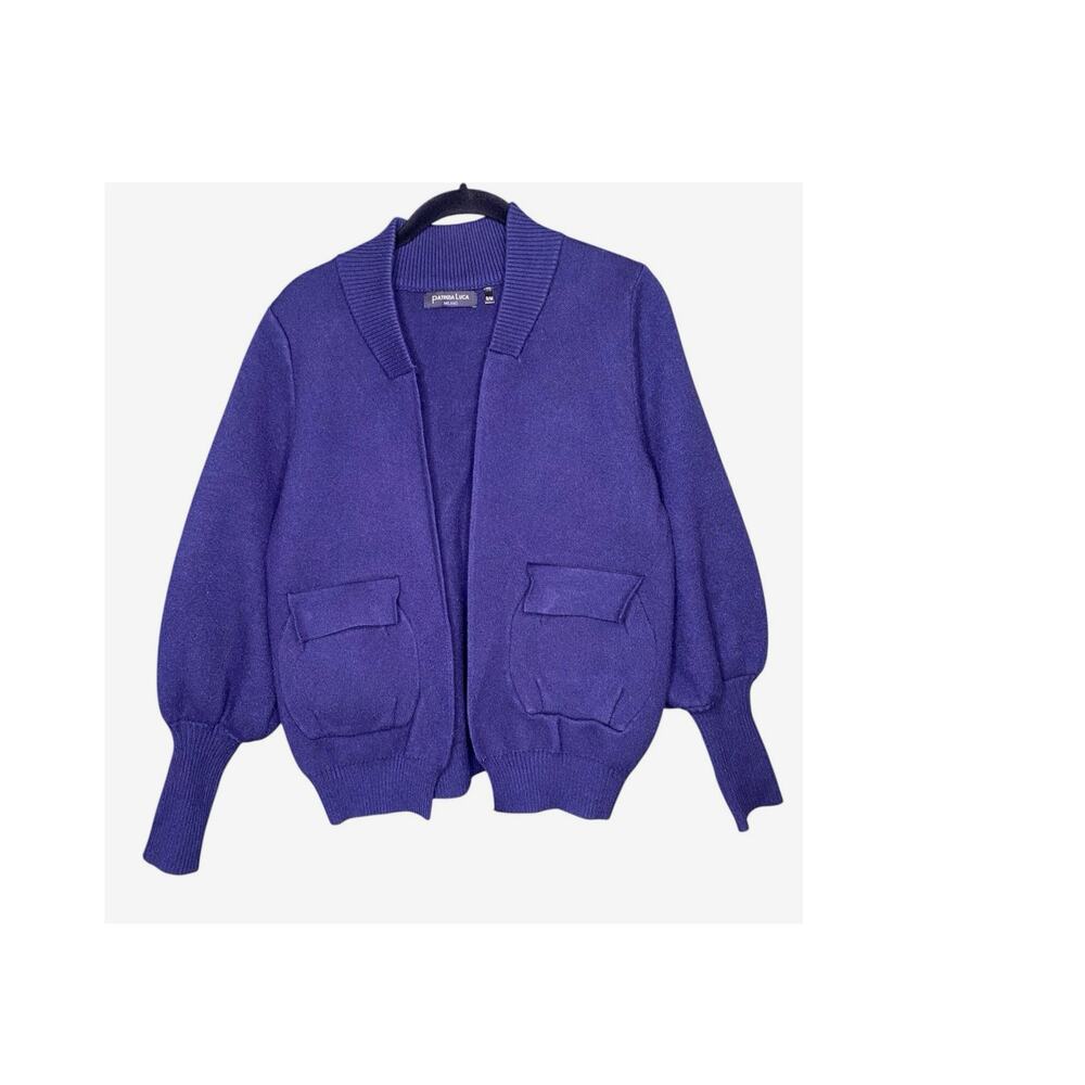 Patrizia Luca Milano Cardigan Womens S/M Blue Open Front Career Office Sweater